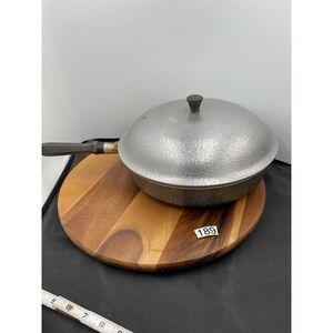VntgCLUB Hammercraft Hammered Aluminum 11.5 Skillet Fry Pan W/ Lid 1930'woodhan